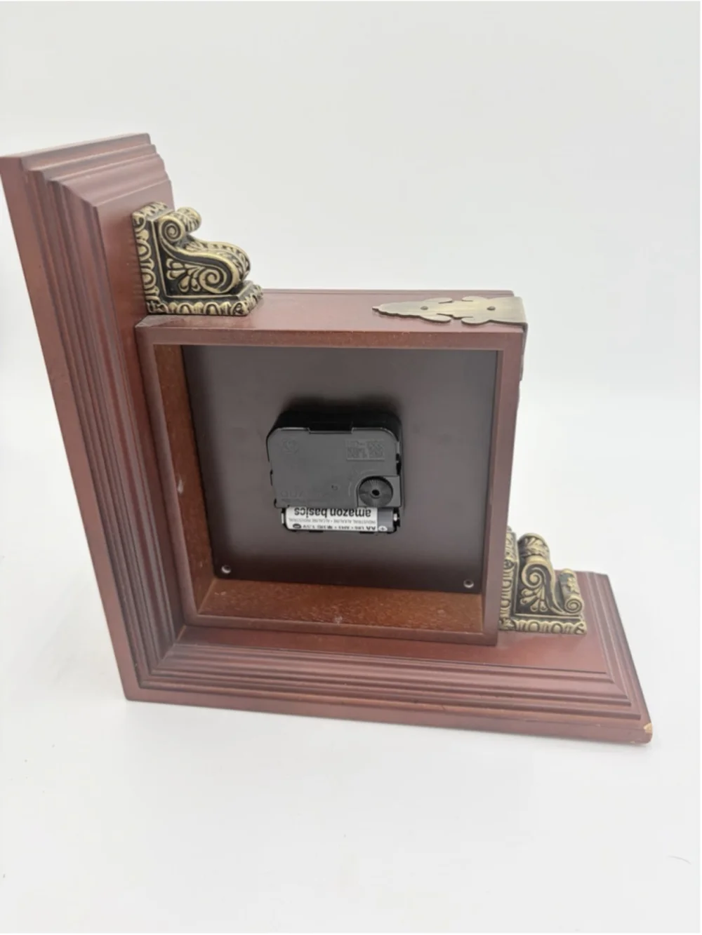 Bombay Company Mahogany Bookend Clock WORKS Brass Ornate 2004 Single Piece